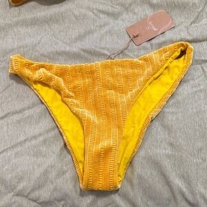 NWT BERLOOK Yellow Ribbed Bikini Bottom